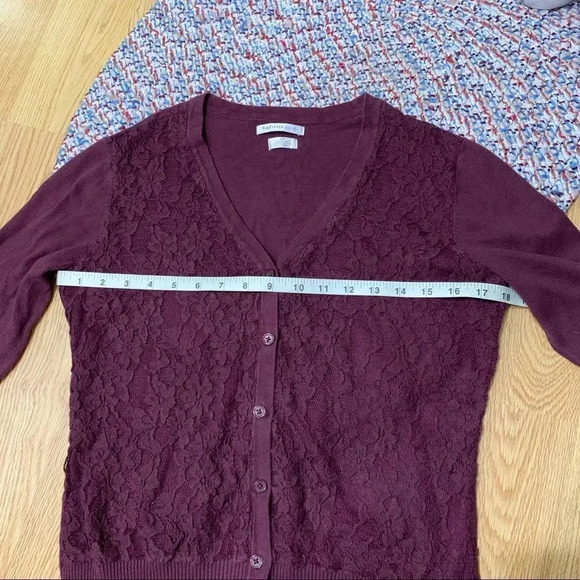 Van heusen Studio burgundy cardigan sweater Sz S - Picture 9 of 10